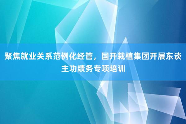 聚焦就业关系范例化经管，国开栽植集团开展东谈主功绩务专项培训